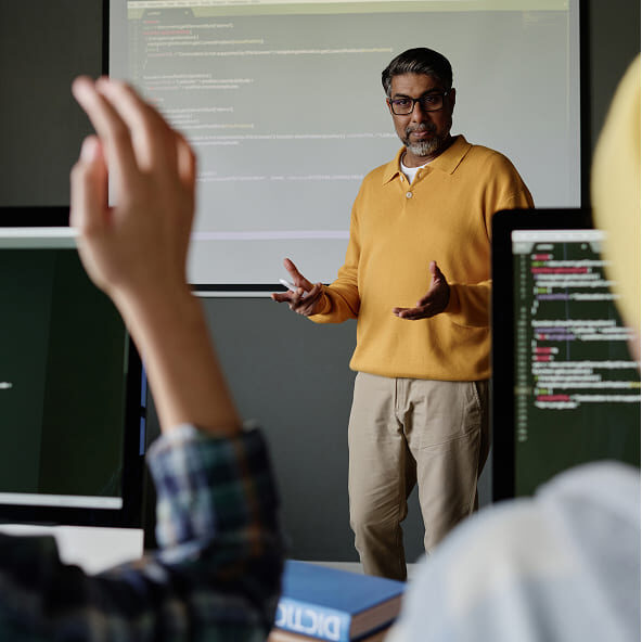 Man delivering lecture