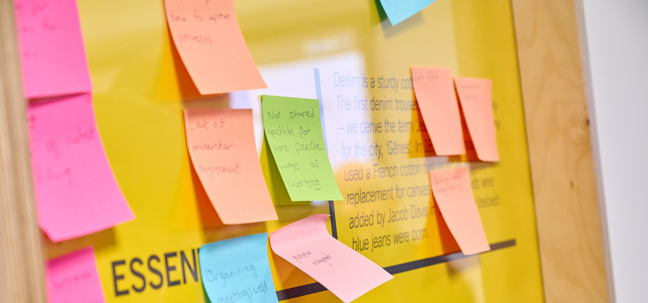post-it notes on a board